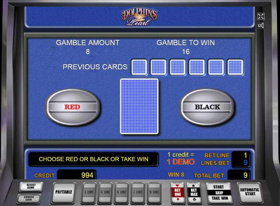 Риск-игра в автомате Жемчужина Дельфина Риск-игра в слоте Dolphins Pearl